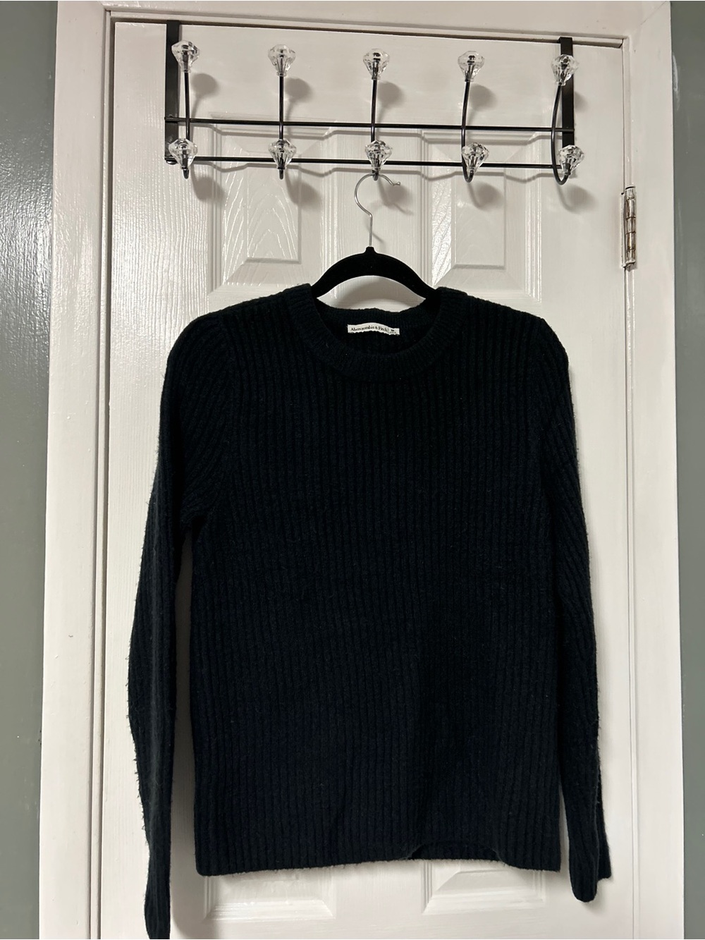 Abercrombie & Fitch Black Ribbed Crewneck Sweater